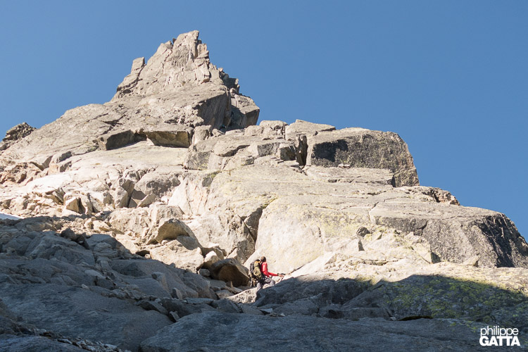 At the start of the fiest pitch, Aiguille de l'M (© A. Gatta)