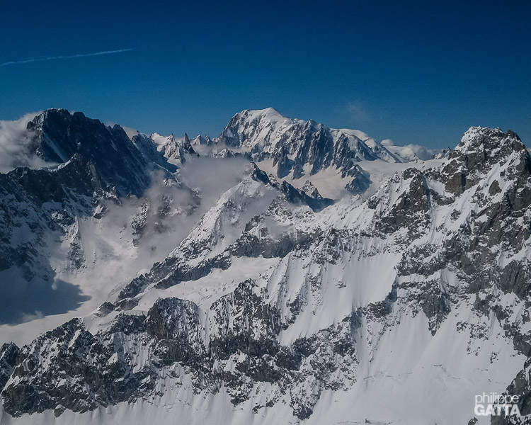 View from the top: Grandes Jorasses and Mont Blanc (© P. Gatta)