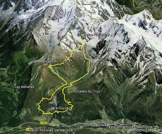 Map of the refuge de Plan Glacier trail (© P. Gatta)