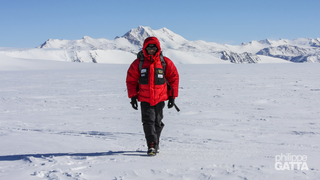 Philippe at Patriot Hills, Antarctica (© P. Gatta)