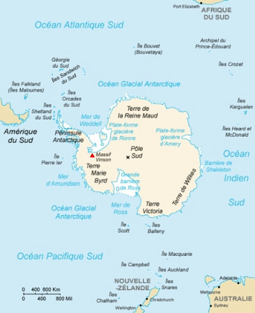 Map of Antarctica and Vinson